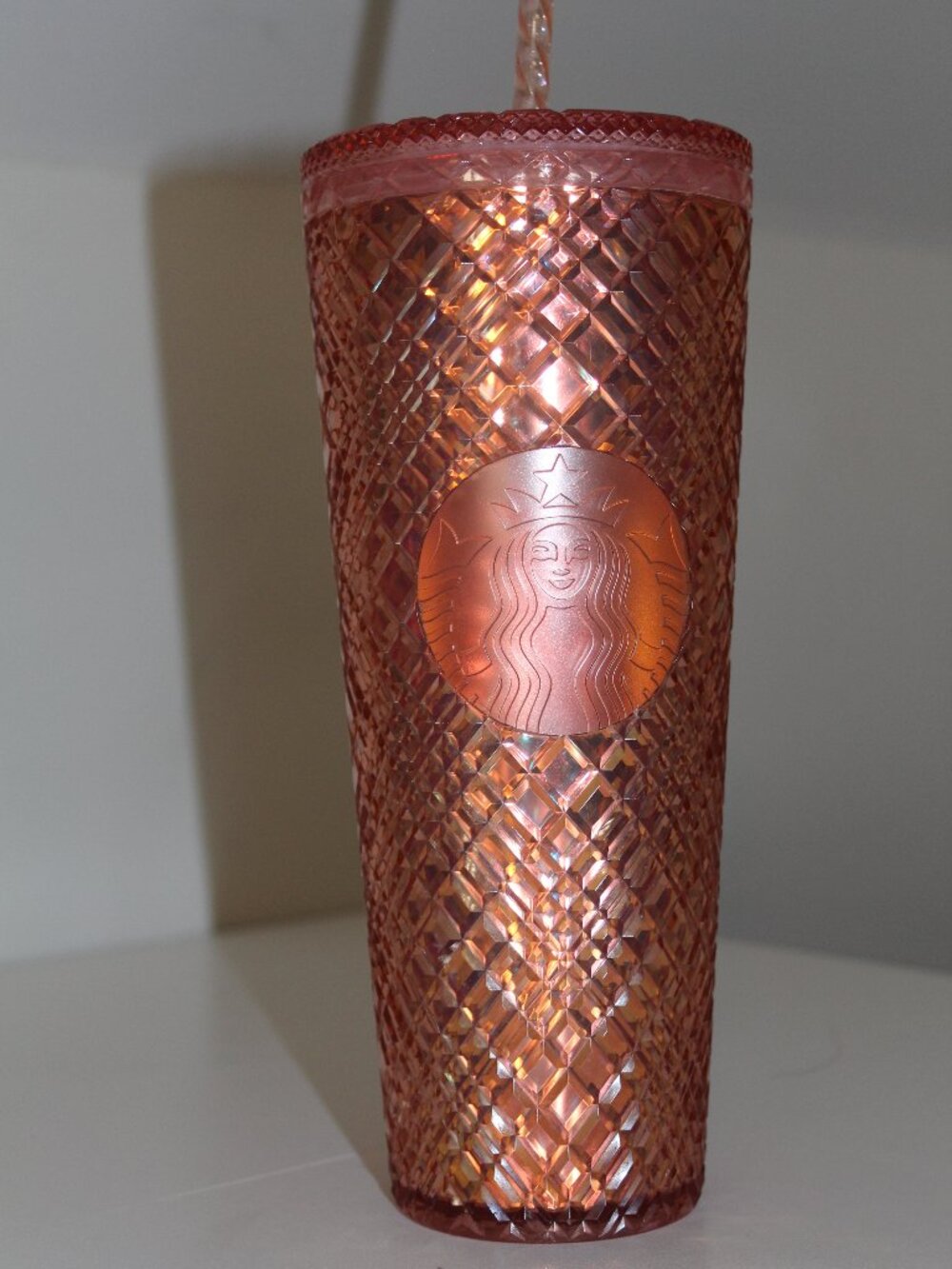 Starbucks Winter Holiday Jeweled Studded Tumbler Cold Cup - Rose Gold NEW